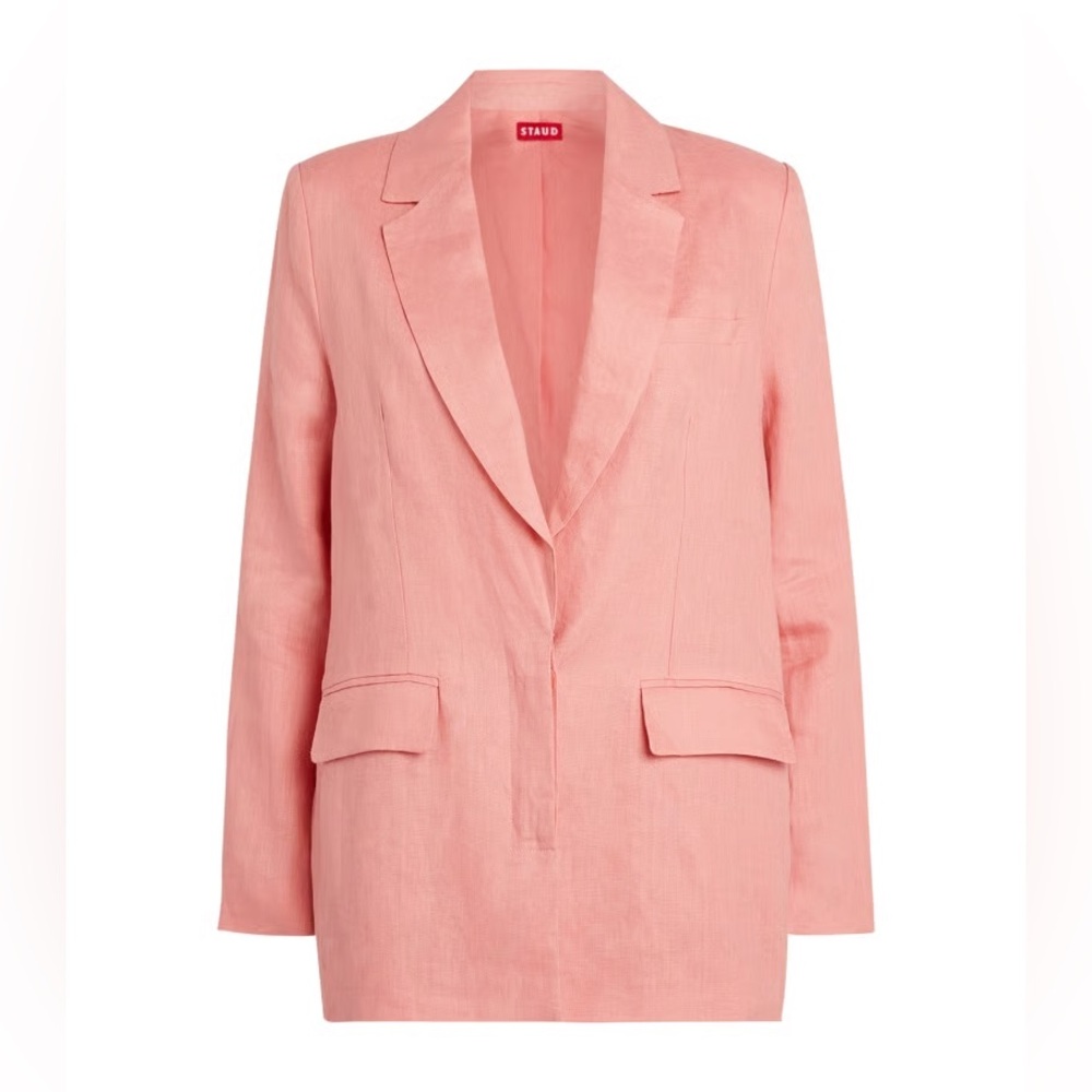 STAUD Linen Maxwell Women's Blush Pink Suit Jacket Blazer NwoT‎